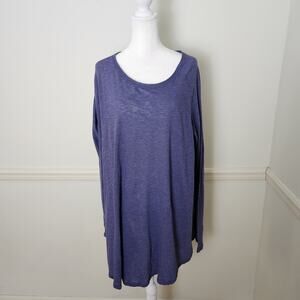 We The Free People Shirt Sz Large Womens Blue Aria Trapeze Oversized Tunic Tee